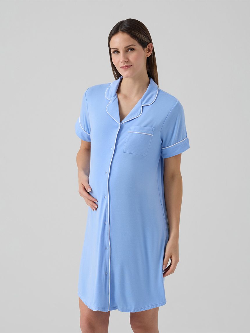 γυναικείο νυχτικό εγκυμοσύνης/θηλασμού γαλάζιο - Prénatal