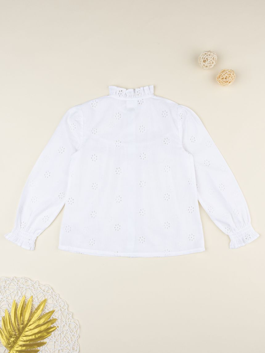 παιδικό πουκάμισο λευκό δαντέλα sangallo για κορίτσι - Prénatal