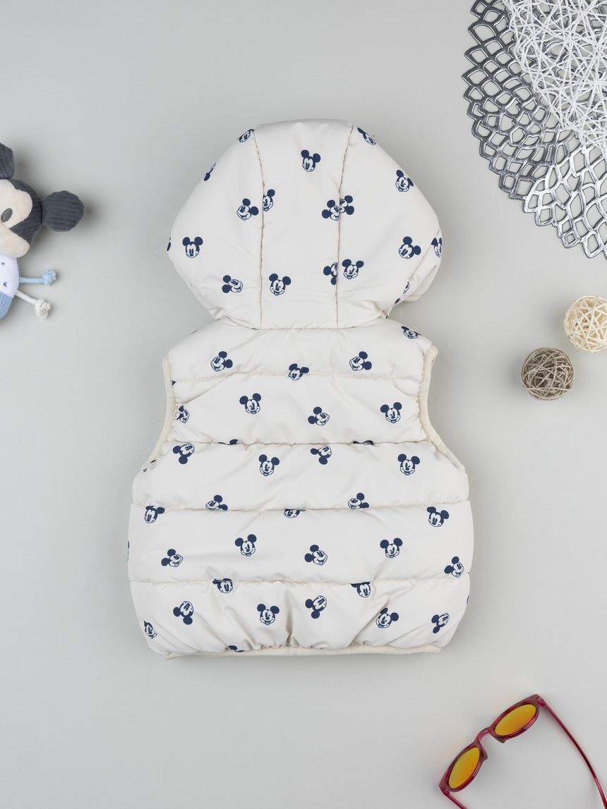 βρεφικό μπουφάν αμάνικο puffer μπεζ mickey για αγόρι - Prénatal