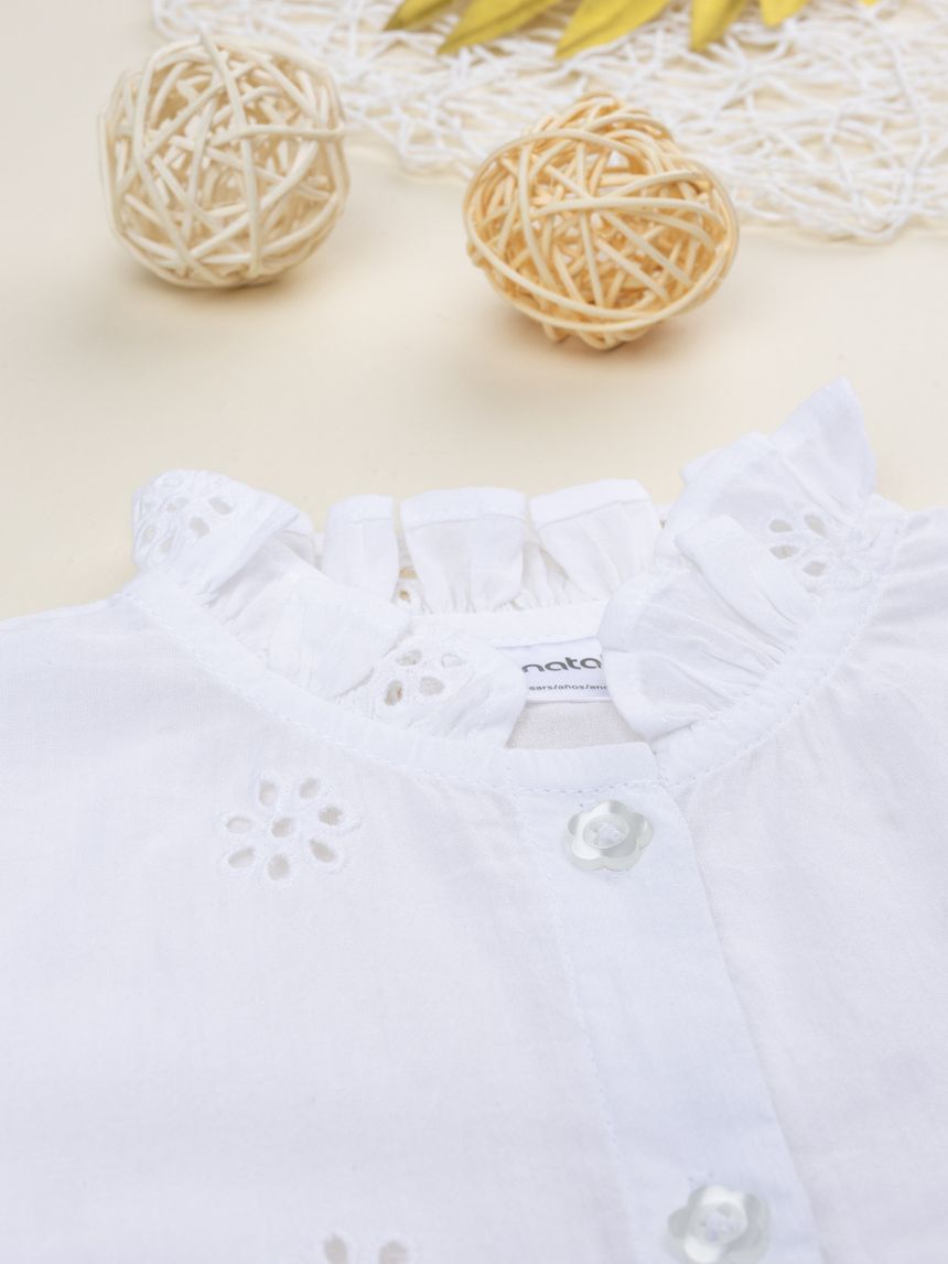 παιδικό πουκάμισο λευκό δαντέλα sangallo για κορίτσι - Prénatal
