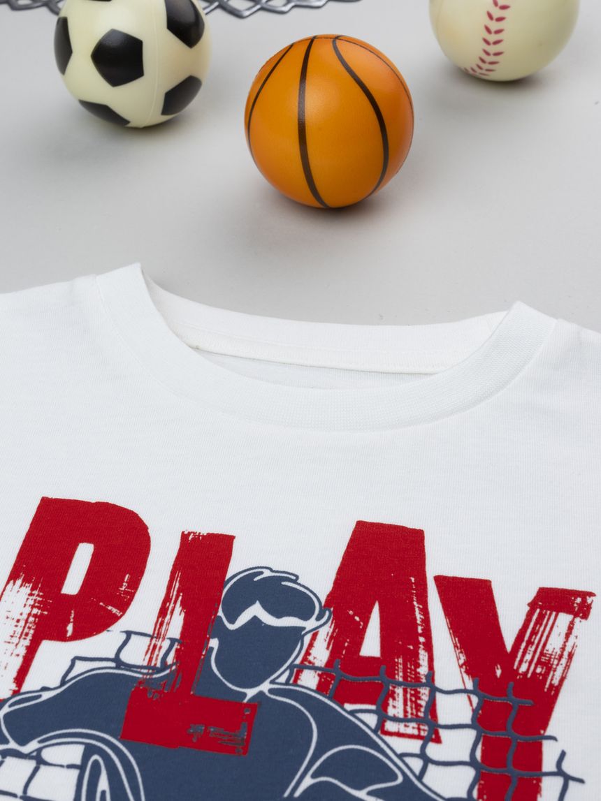 παιδική μπλούζα λευκή play now για αγόρι - Prénatal