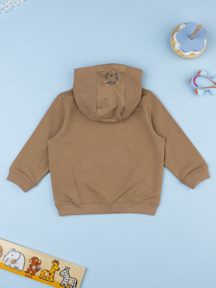 βρεφική μπλούζα φούτερ καφέ με τιγράκι για αγόρι - Prénatal