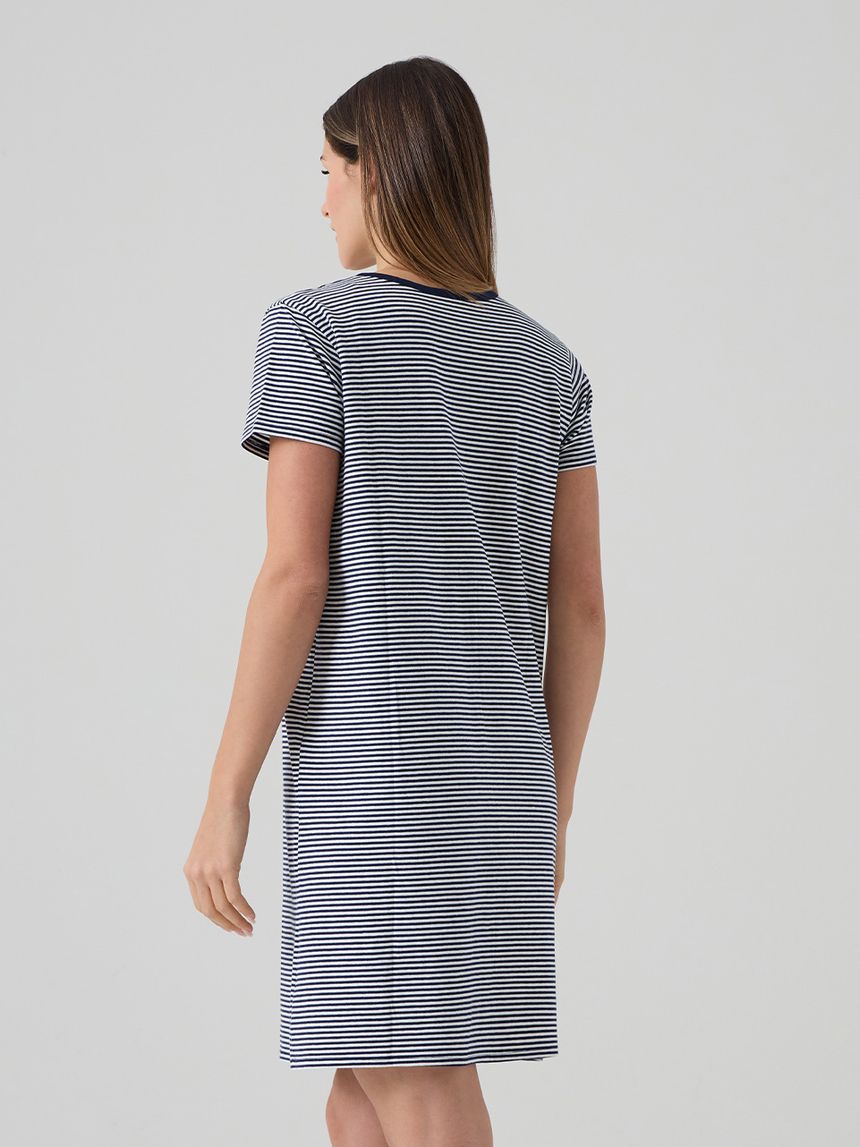 γυναικείο νυχτικό εγκυμοσύνης/θηλασμού ριγέ μπλε/λευκό - Prénatal