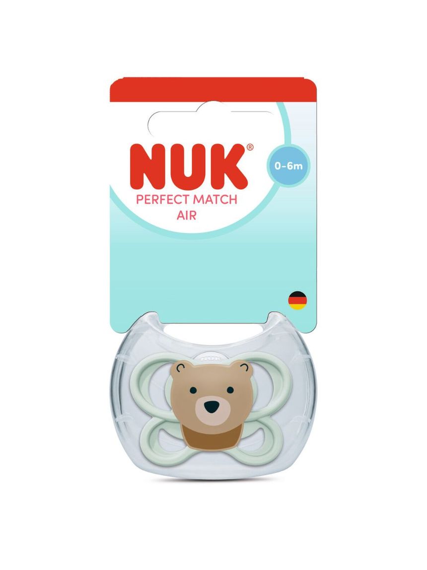 Nuk πιπίλα σιλικόνης perfect match air με θήκη 0-6m bear - Nuk