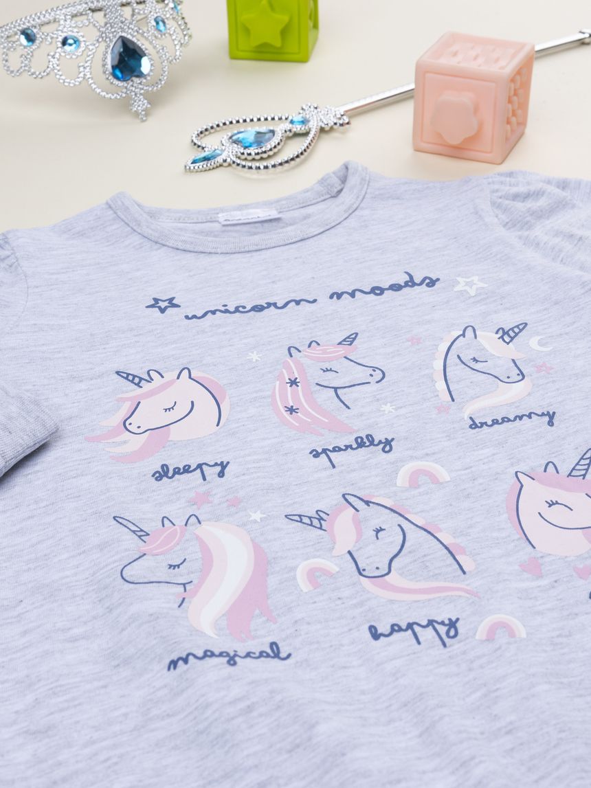 παιδική πιτζάμα γκρι/ροζ με μονόκερους για κορίτσι - Prénatal