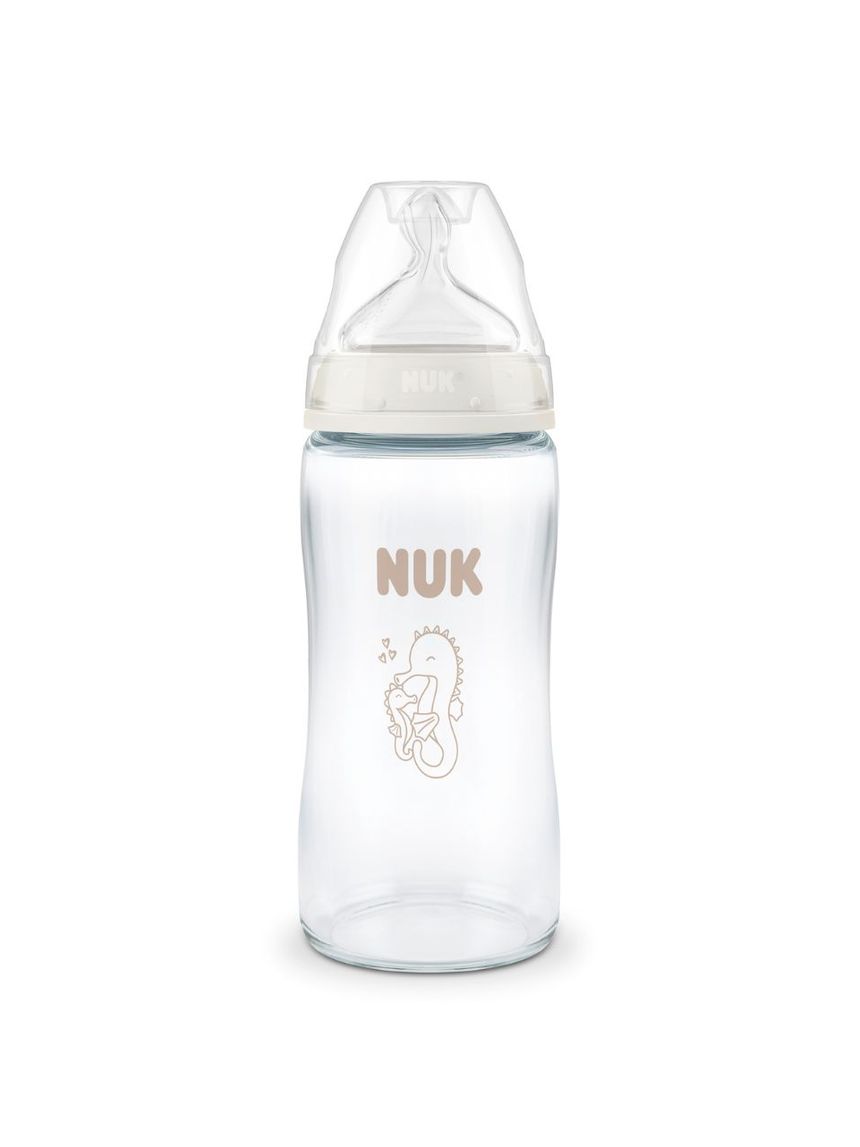 Nuk γυάλινο μπιμπερό με θηλή σιλικόνης first choise 3m+ 240ml seahorse - Nuk
