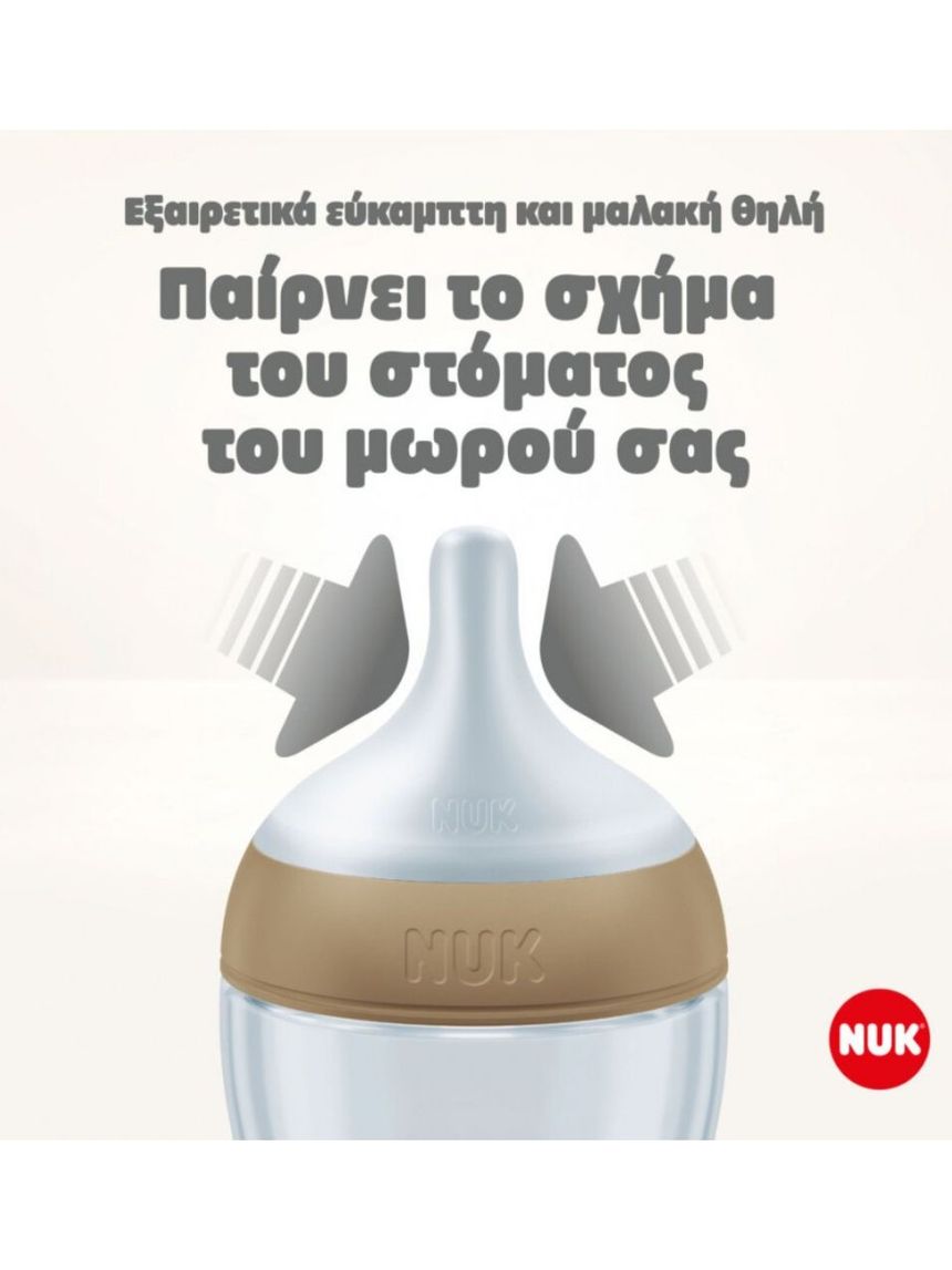 Nuk γυάλινο μπιμπερό με θηλή σιλικόνης perfect match temperature control 0m+ 120ml rainbow - Nuk