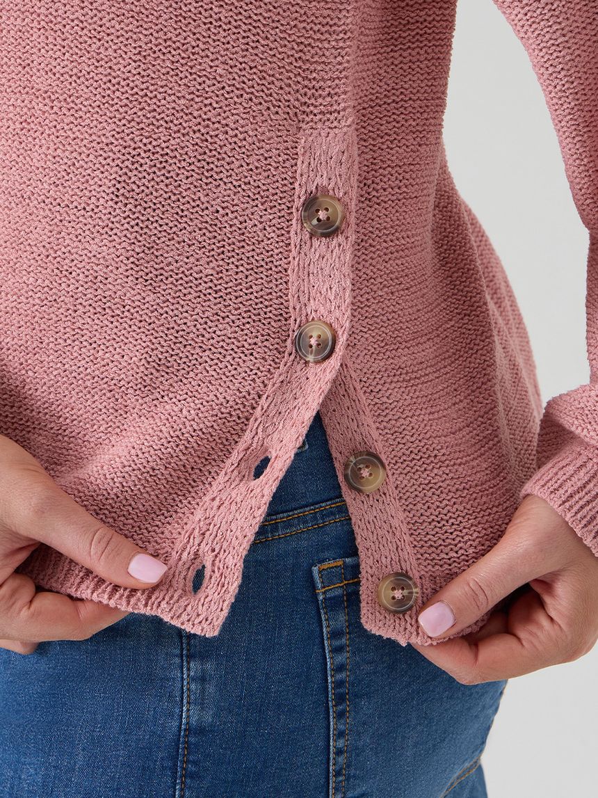 γυναικεία πλεκτή μπλούζα εγκυμοσύνης/θηλασμού ροζ - Prénatal