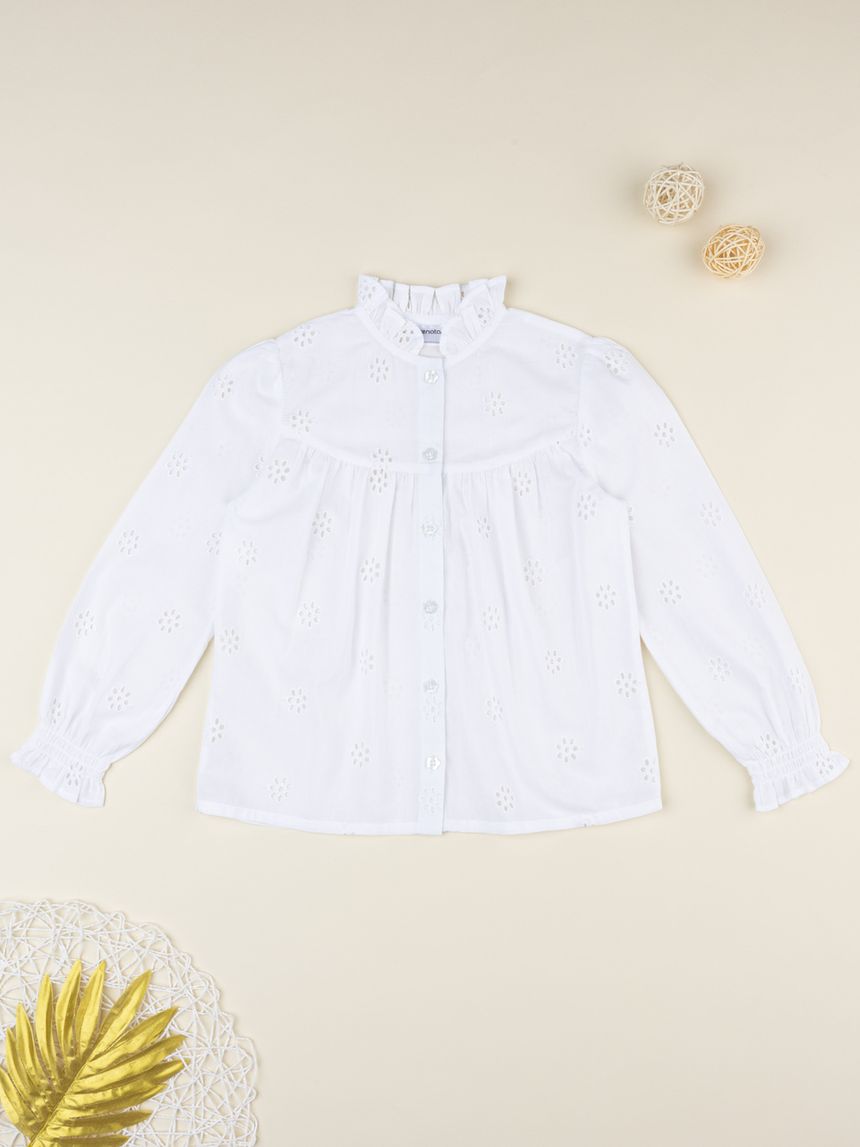 παιδικό πουκάμισο λευκό δαντέλα sangallo για κορίτσι - Prénatal