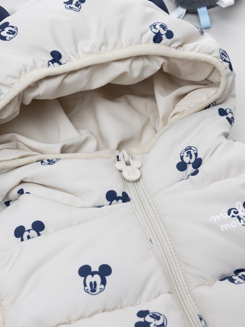 βρεφικό μπουφάν αμάνικο puffer μπεζ mickey για αγόρι - Prénatal