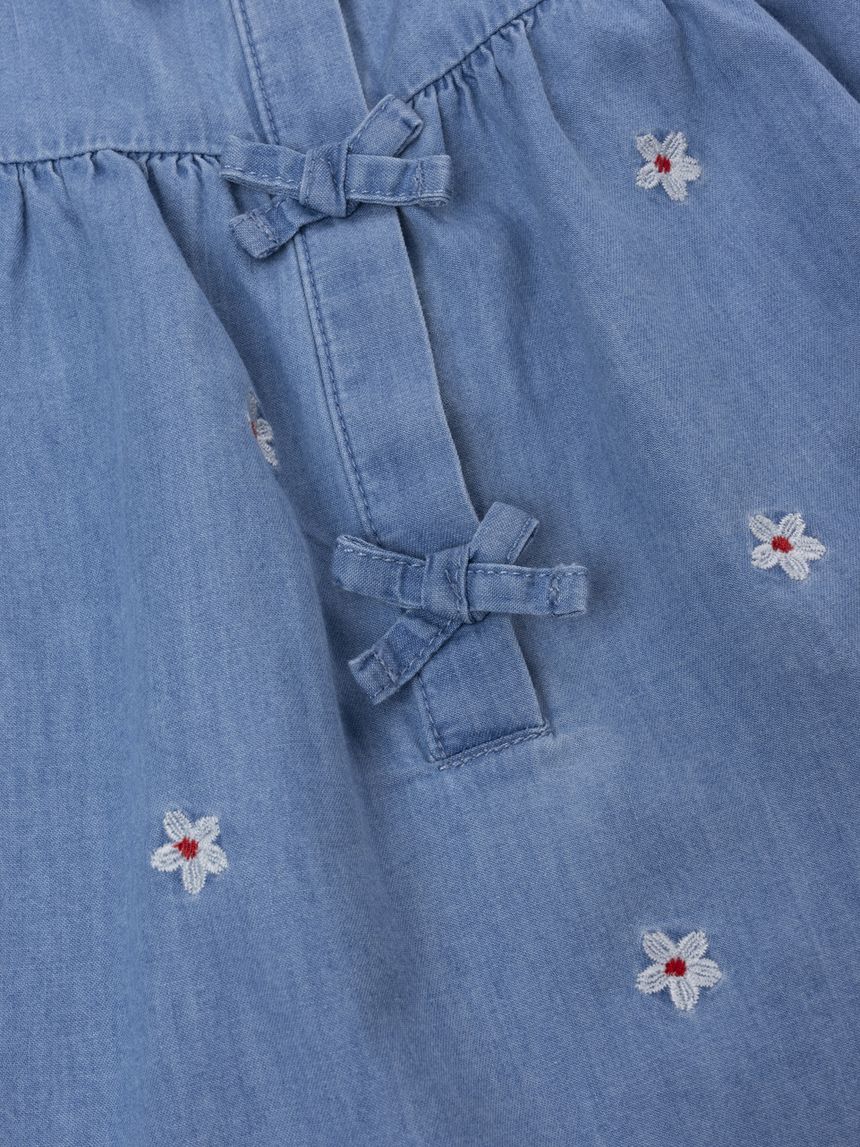 βρεφικό τζιν φόρεμα πλε με μαργαρίτες για κορίτσι - Prénatal