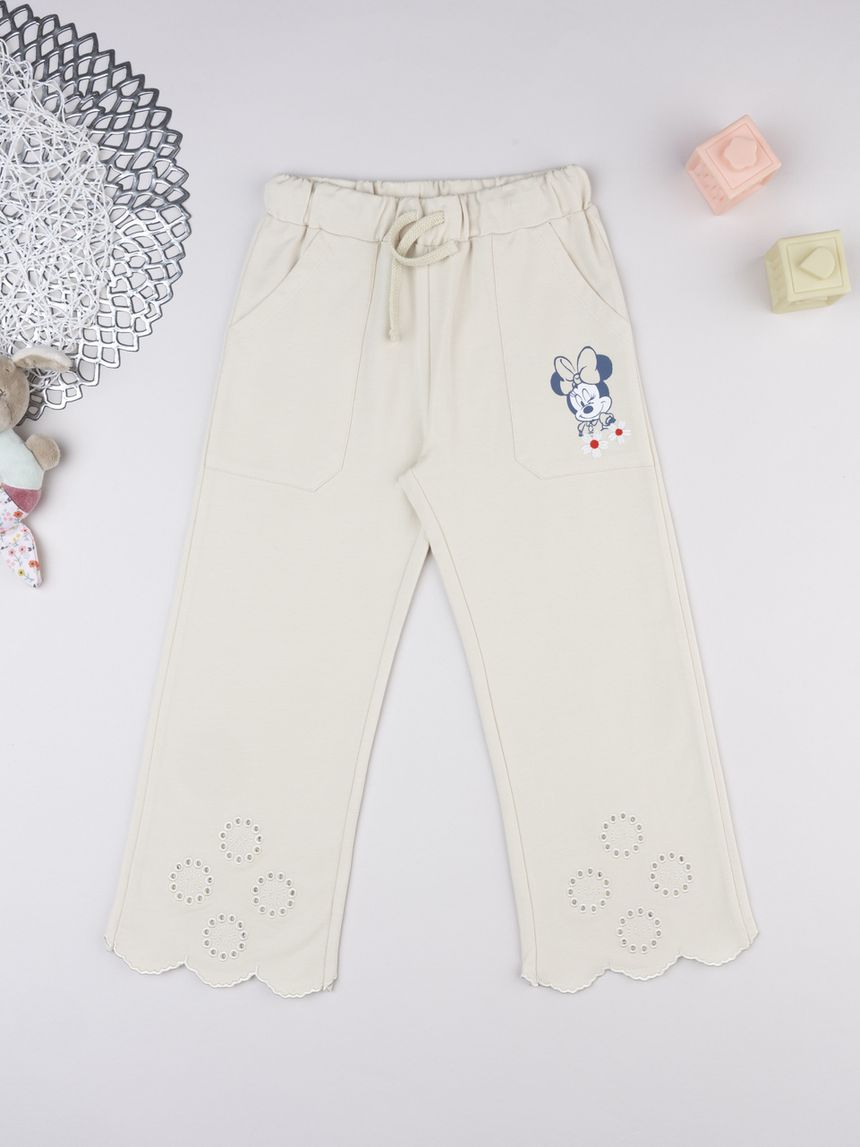 παιδικό παντελόνι φούτερ μπεζ minnie για κορίτσι - Prénatal