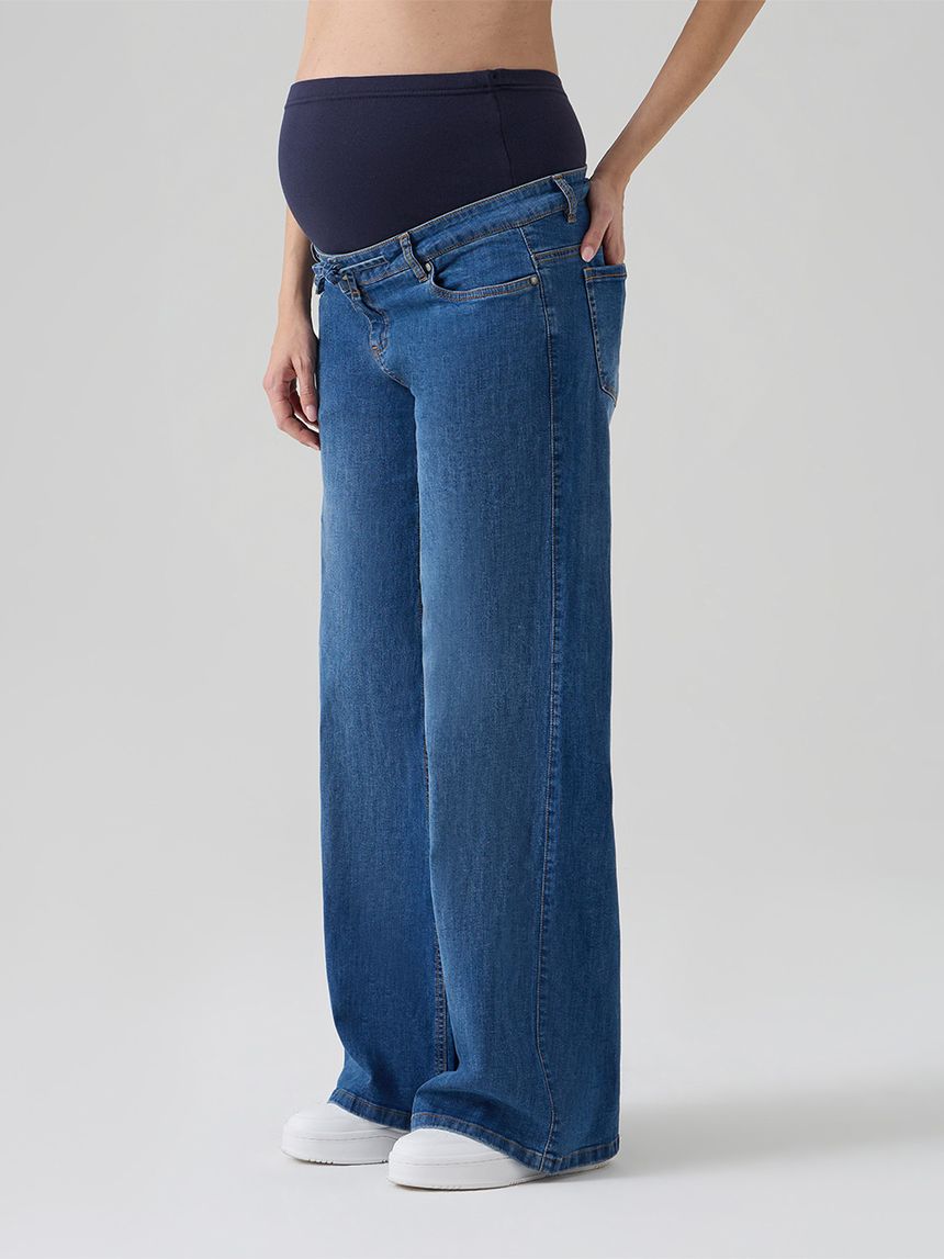γυναικείο τζιν παντελόνι εγκυμοσύνης palazzo μπλε - Prénatal
