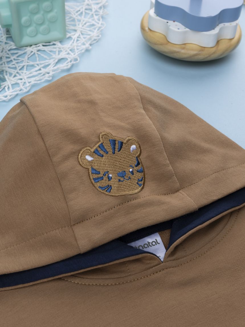 βρεφική μπλούζα φούτερ καφέ με τιγράκι για αγόρι - Prénatal