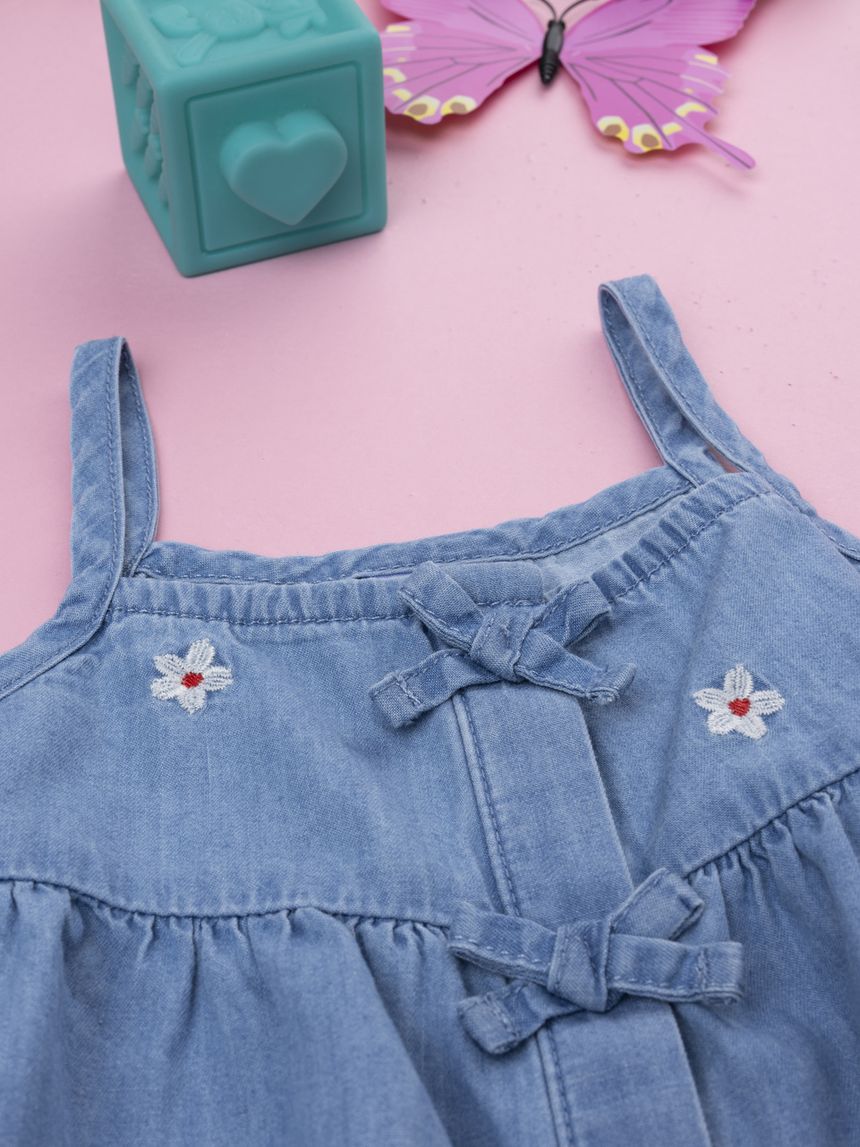 βρεφικό τζιν φόρεμα πλε με μαργαρίτες για κορίτσι - Prénatal