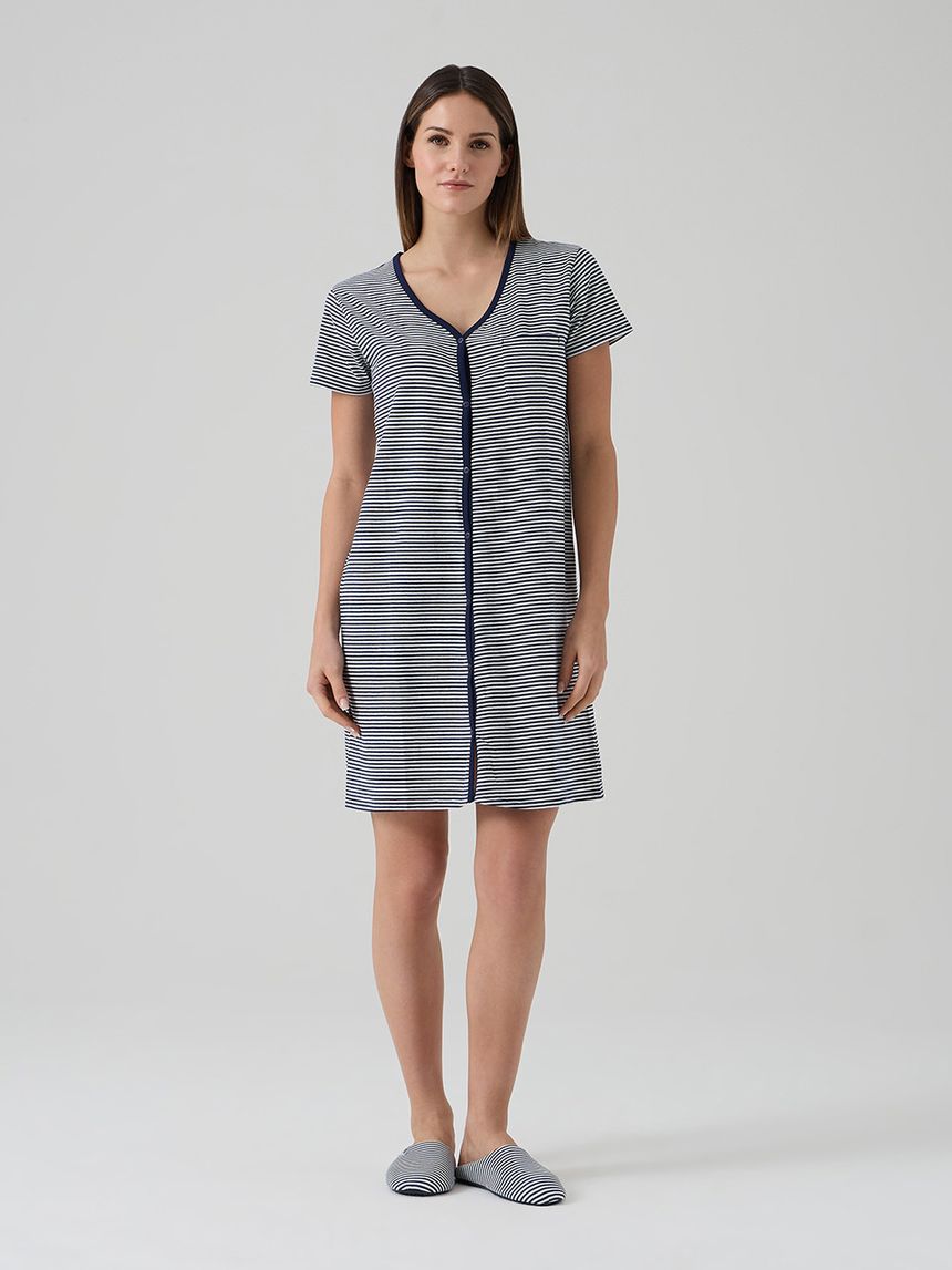 γυναικείο νυχτικό εγκυμοσύνης/θηλασμού ριγέ μπλε/λευκό - Prénatal