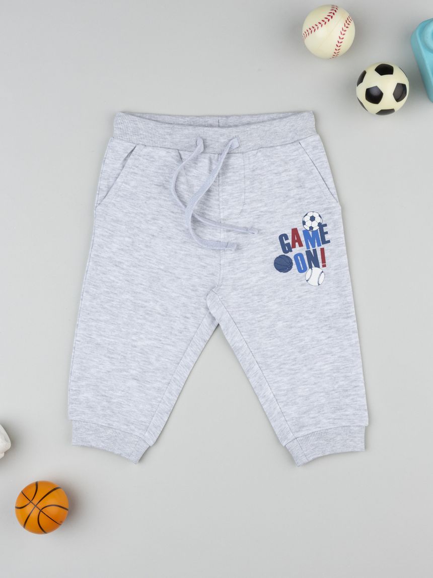 βρεφικό παντελόνι φόρμας γκρι game on για αγόρι - Prénatal