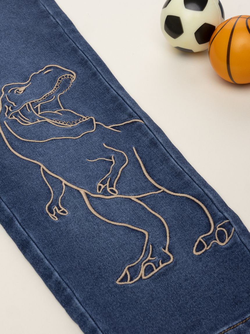 παιδικό τζιν παντελόνι μπλε dino για αγόρι - Prénatal