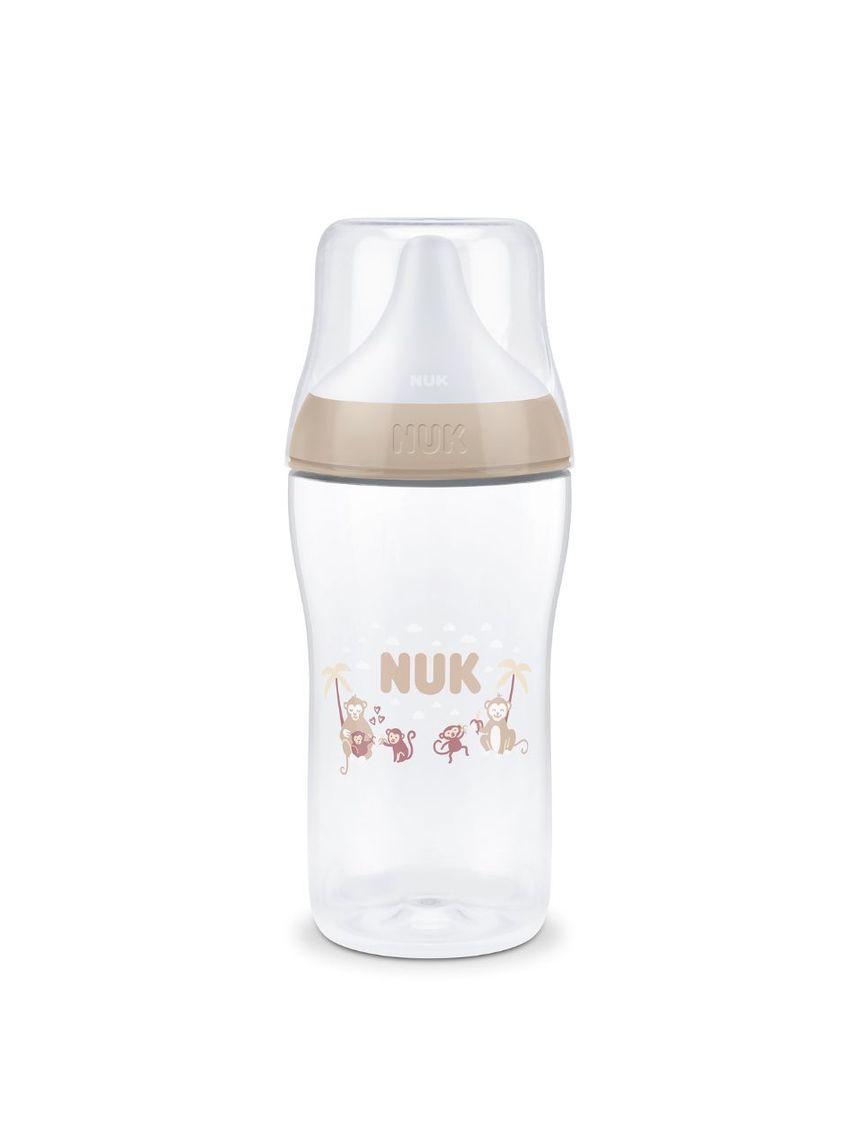 Nuk πλαστικό μπιμπερό με θηλή σιλικόνης perfect match temperature control 3m+ 260ml monkey - Nuk