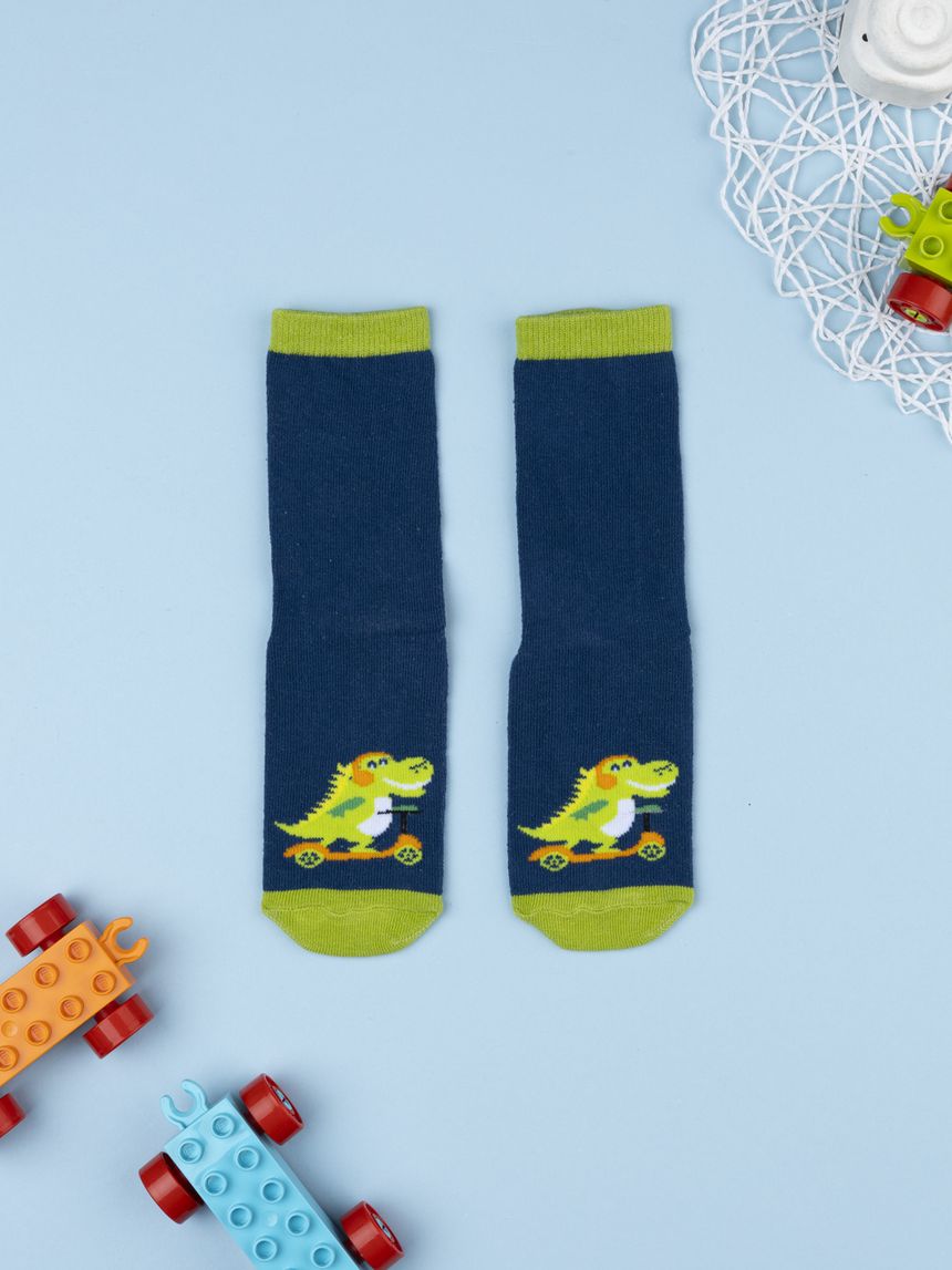 παιδικές αντιολισθητικές κάλτσες με δεινόσαυρους για αγόρι - Prénatal