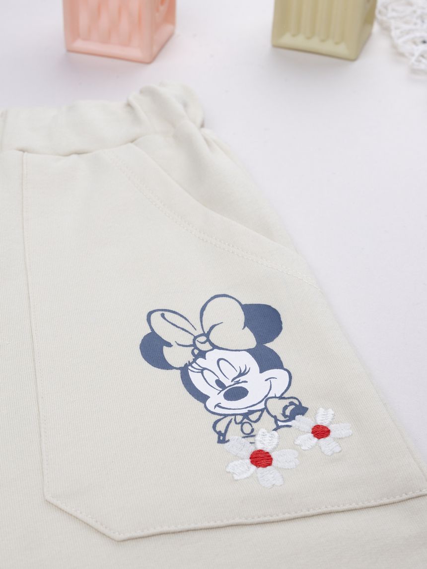 παιδικό παντελόνι φούτερ μπεζ minnie για κορίτσι - Prénatal