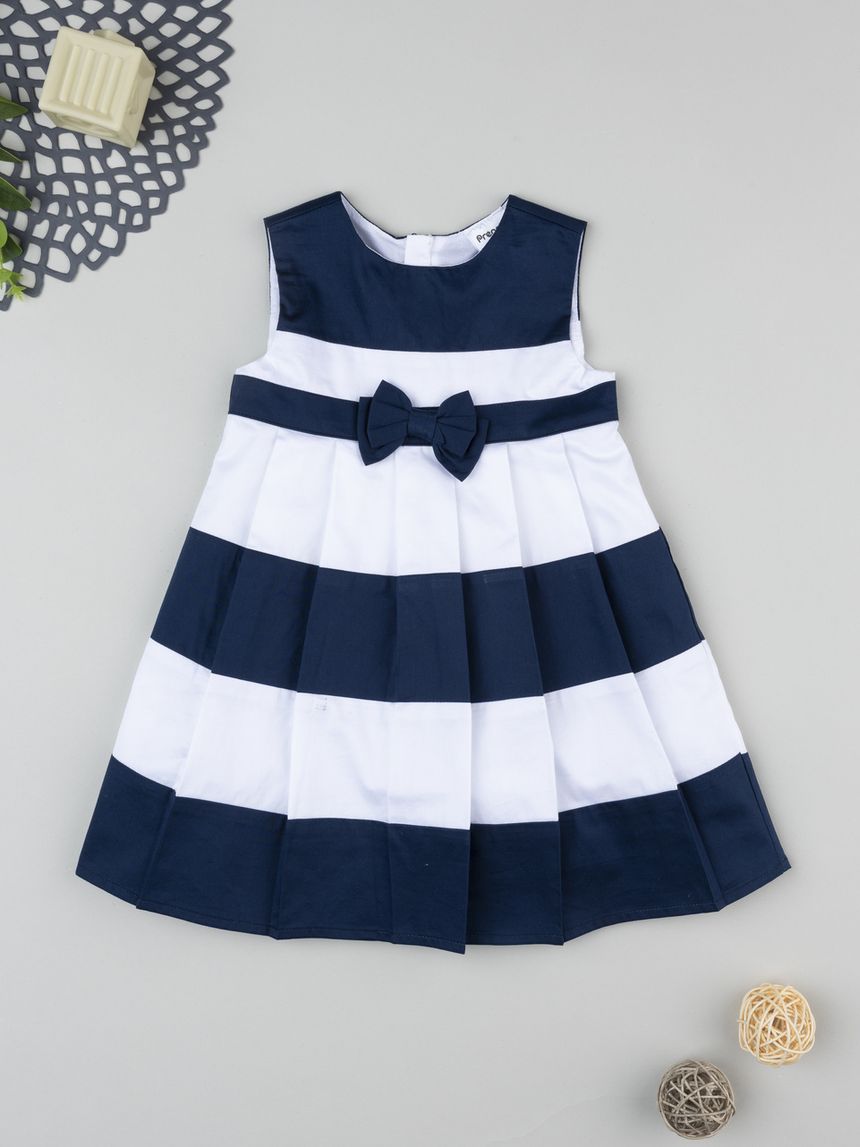 βρεφικό φόρεμα ριγέ μπλε/λευκό elegant για κορίτσι - Prénatal