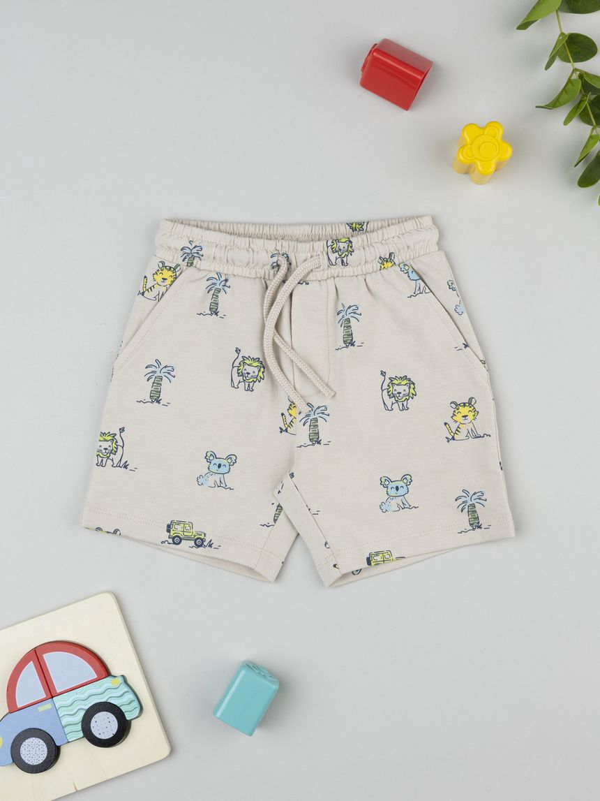 βρεφικό σορτσάκι μπεζ safari για αγόρι - Prénatal