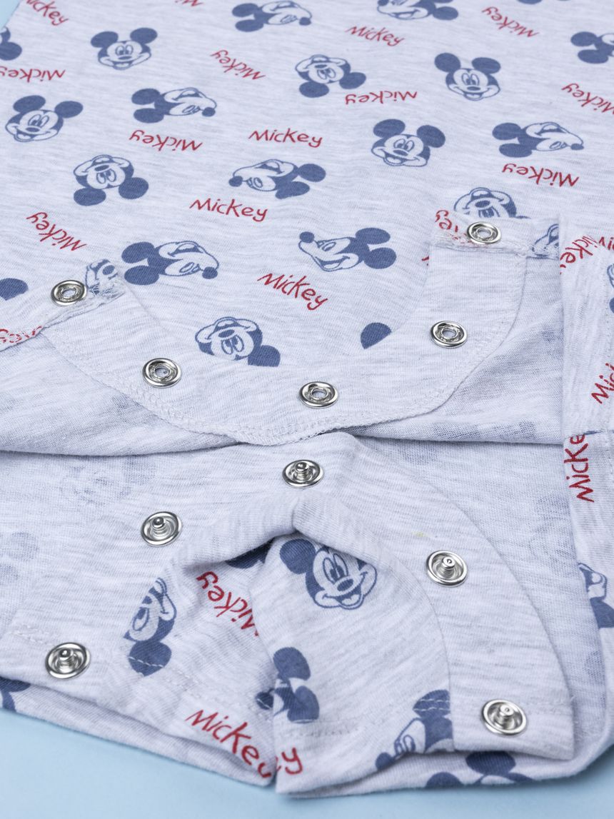 βρεφική ολόσωμη πιτζάμα γκρι mickey για αγόρι - Prénatal