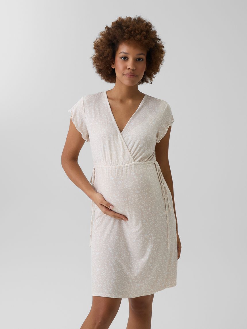 γυναικείο νυχτικό εγκυμοσύνης/θηλασμού μπεζ φλοράλ - Prénatal