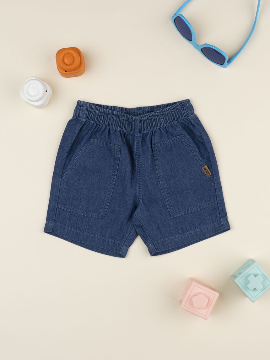βρεφική τζιν βερμούδα μπλε denim rules για αγόρι - Prénatal