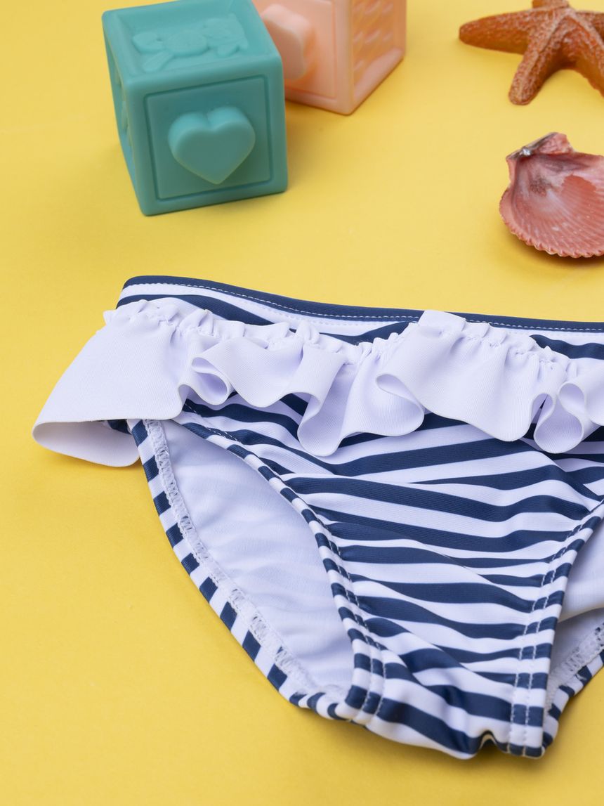 βρεφικό μαγιό σλιπ ριγέ μπλε/λευκό για κορίτσι - Prénatal