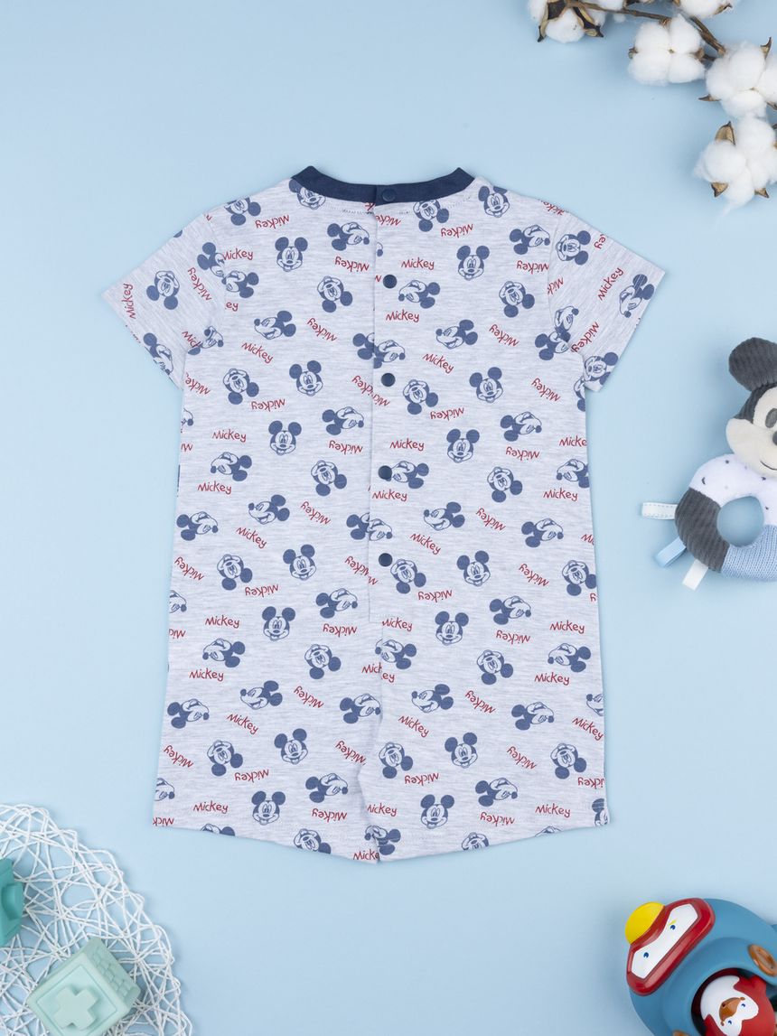 βρεφική ολόσωμη πιτζάμα γκρι mickey για αγόρι - Prénatal