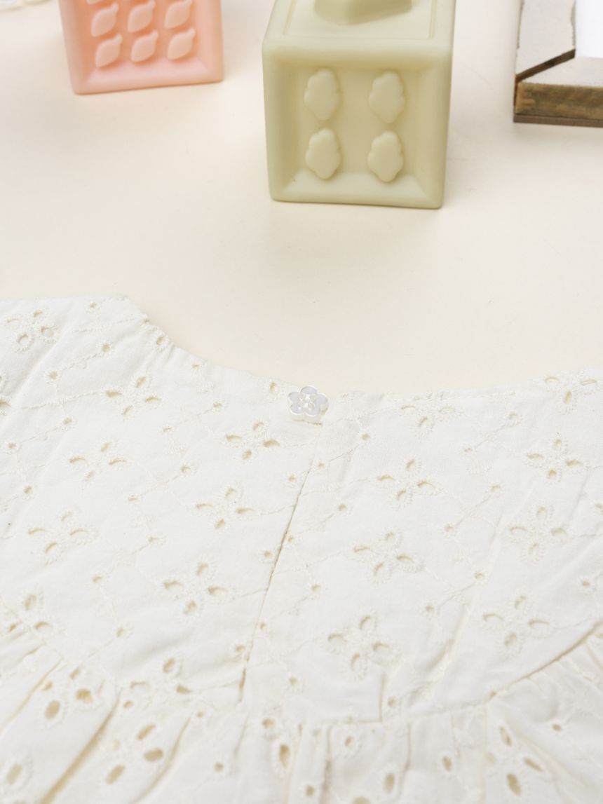 βρεφικό φόρεμα μπεζ δαντέλα sangallo για κορίτσι - Prénatal