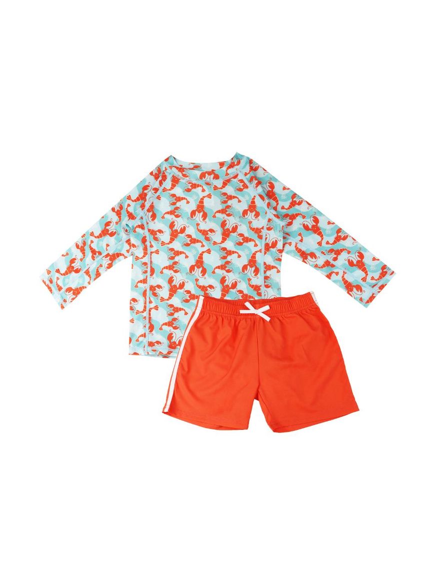 Zoocchini σετ uv μαγιό σορτς και μπλούζα logan the lobster zoo16408 - Zoocchini