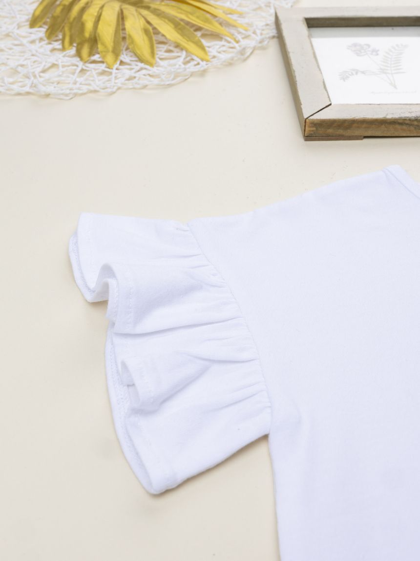 παιδικό t-shirt λευκό με τριαντάφυλλο για κορίτσι - Prénatal