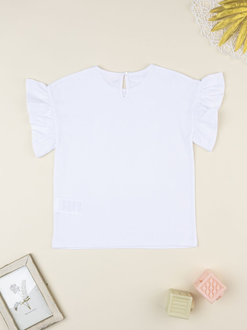 παιδικό t-shirt λευκό με τριαντάφυλλο για κορίτσι - Prénatal