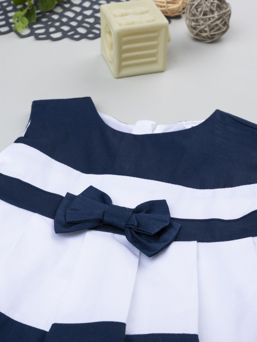 βρεφικό φόρεμα ριγέ μπλε/λευκό elegant για κορίτσι - Prénatal