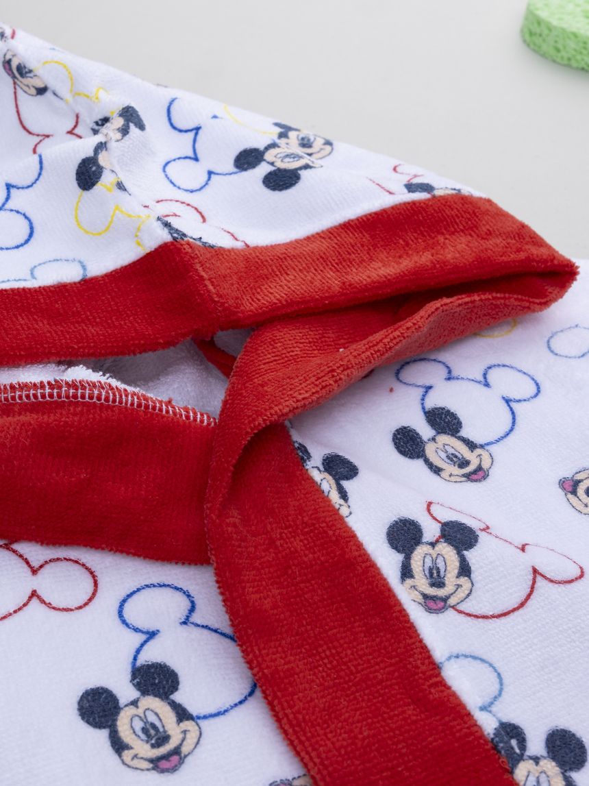 παιδικό μπουρνούζι σενίλ λευκό mickey για αγόρι - Prénatal