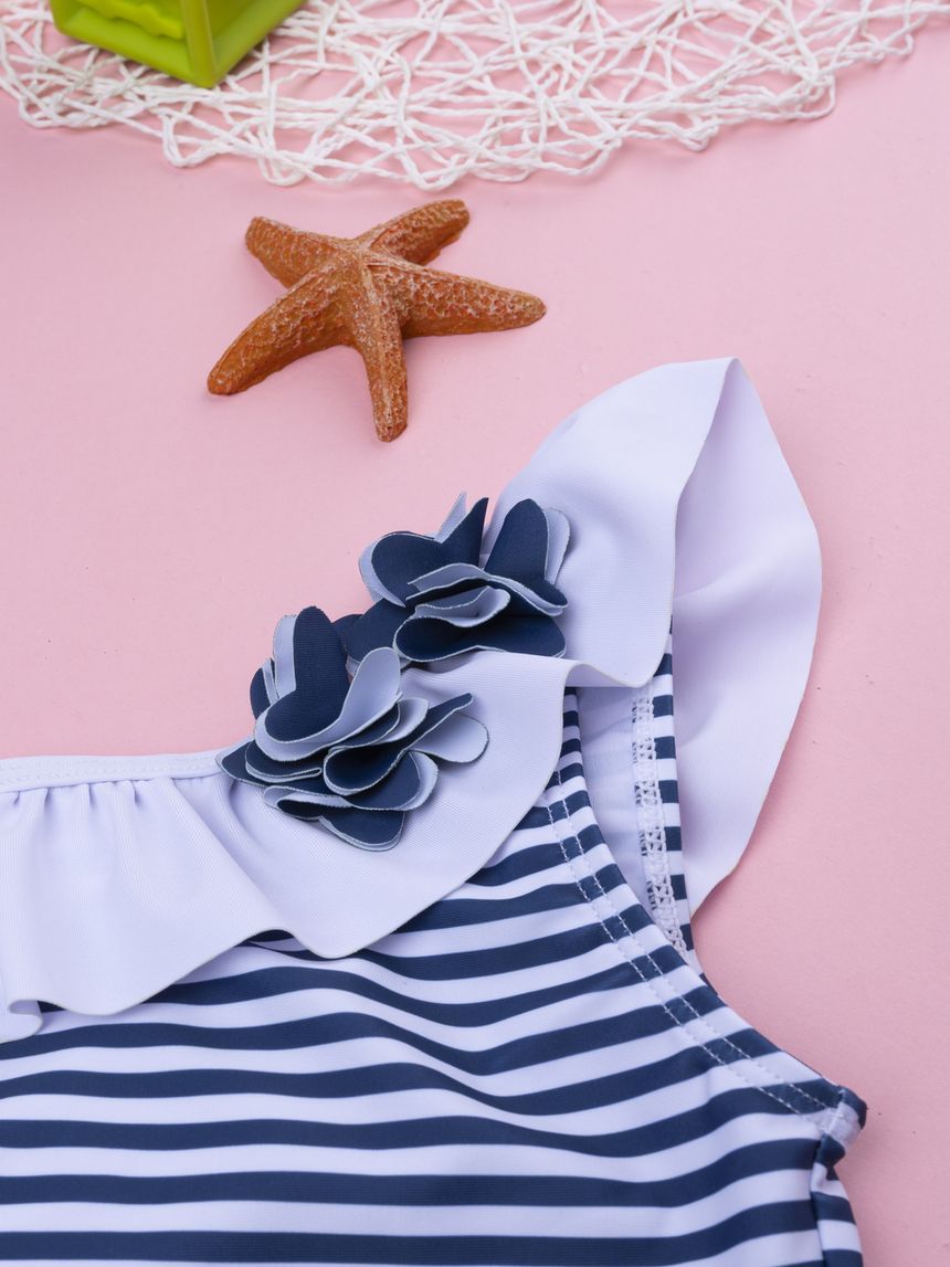 παιδικό ολόσωμο μαγιό ριγέ μπλε/λευκό για κορίτσι - Prénatal