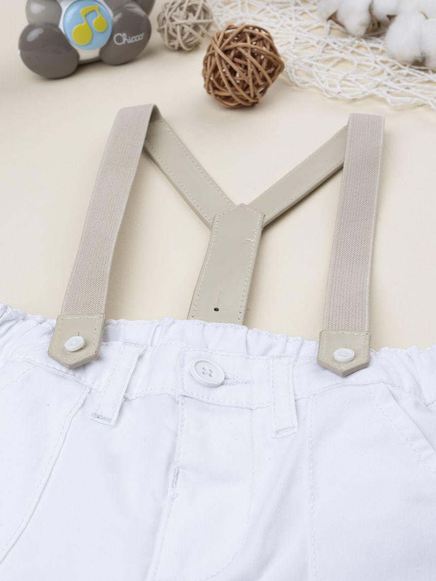 βρεφικό σορτσάκι elegant twill λευκό για αγόρι - Prénatal