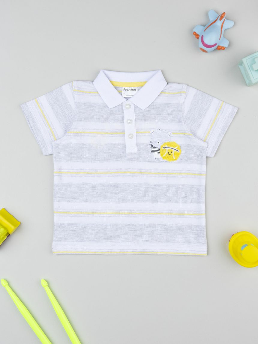 βρεφικό t-shirt πόλο λευκό ριγέ player για αγόρι - Prénatal