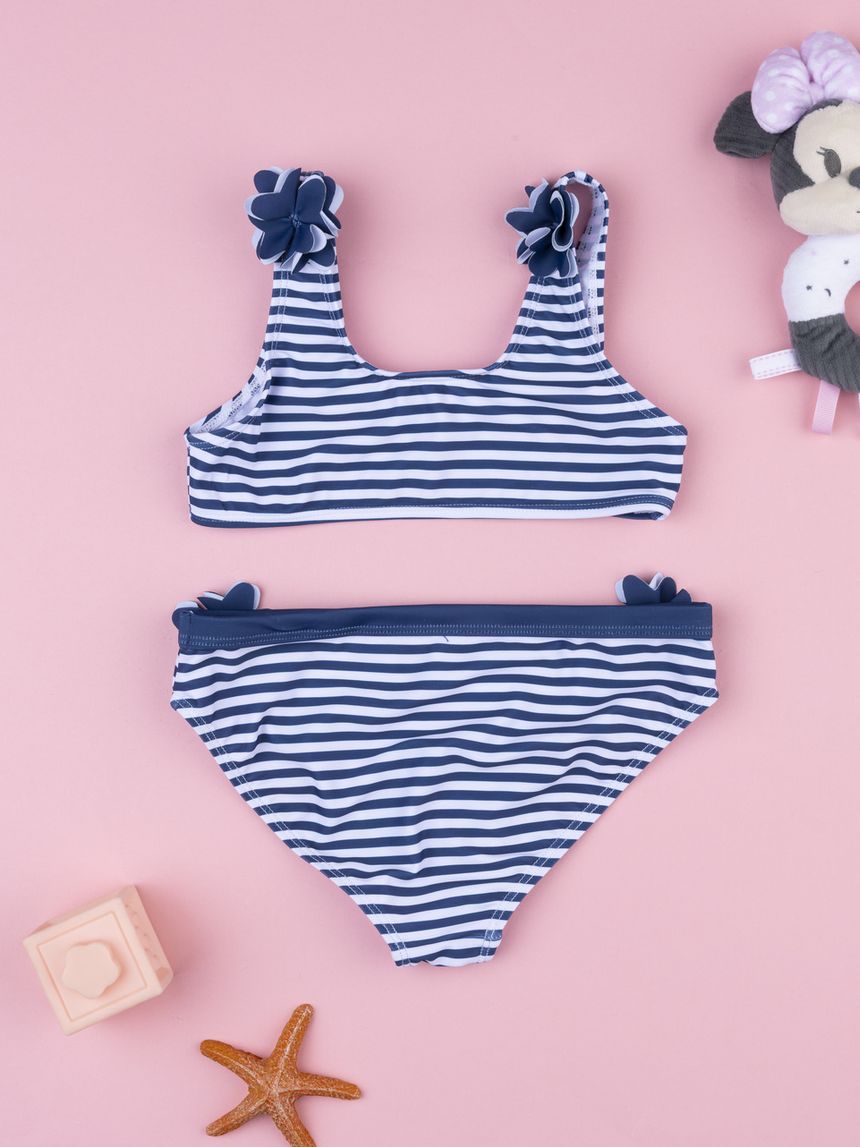 παιδικό μαγιό μπικίνι ριγέ μπλε/λευκό για κορίτσι - Prénatal