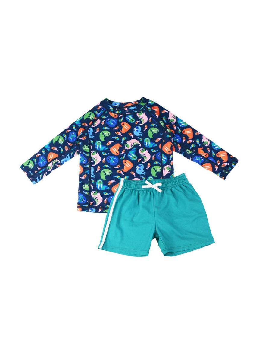 Zoocchini σετ uv μαγιό σορτς και μπλούζα wally the walrus zoo16407 - Zoocchini