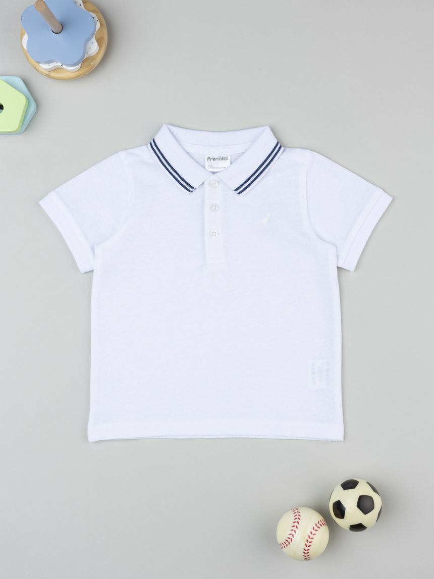 βρεφικό t-shirt πόλο λευκό dino για αγόρι - Prénatal