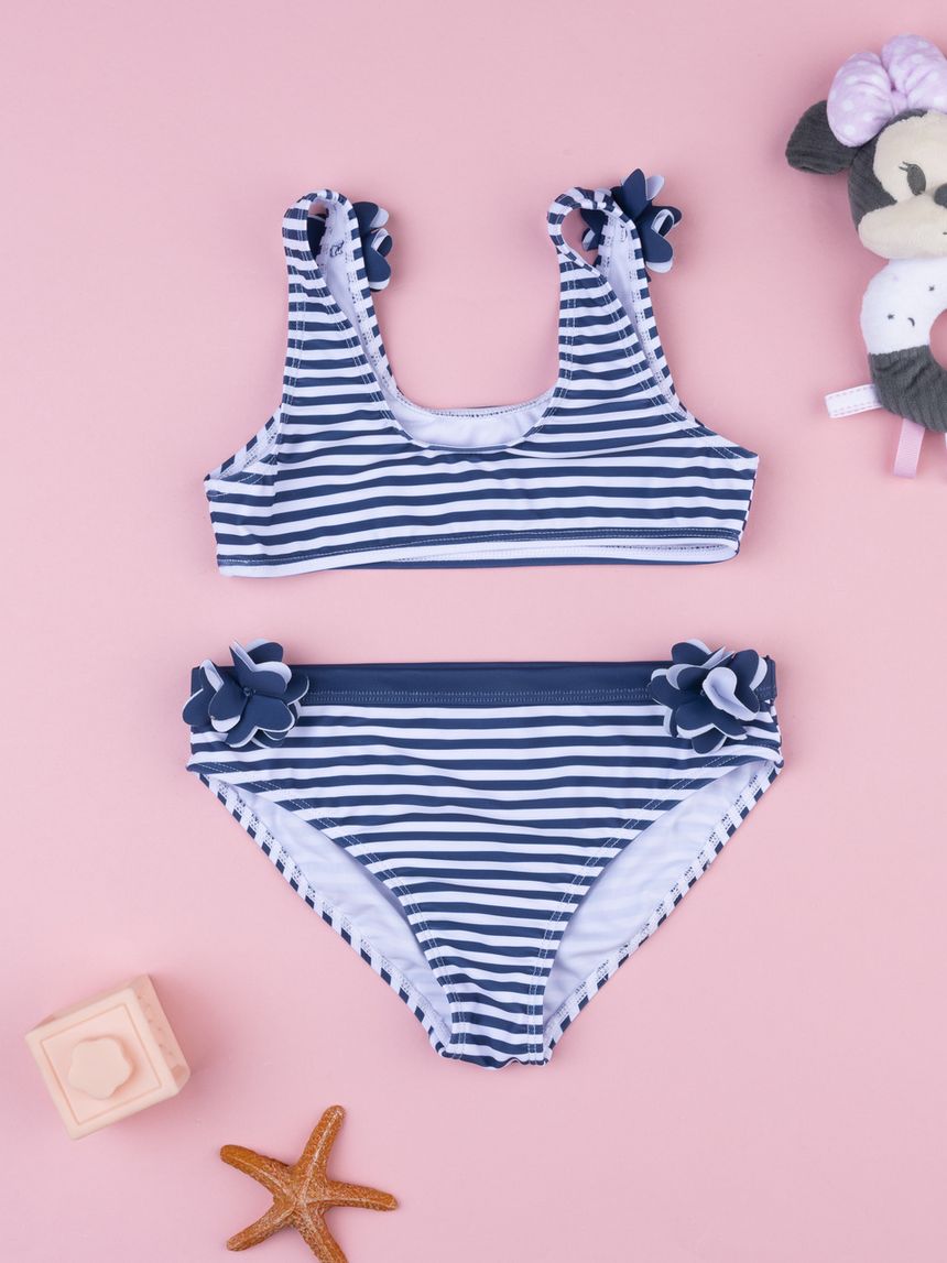 παιδικό μαγιό μπικίνι ριγέ μπλε/λευκό για κορίτσι - Prénatal