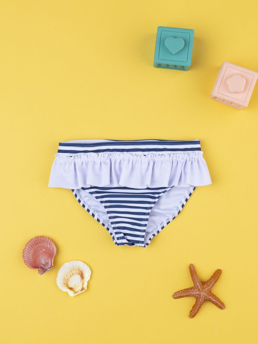 βρεφικό μαγιό σλιπ ριγέ μπλε/λευκό για κορίτσι - Prénatal