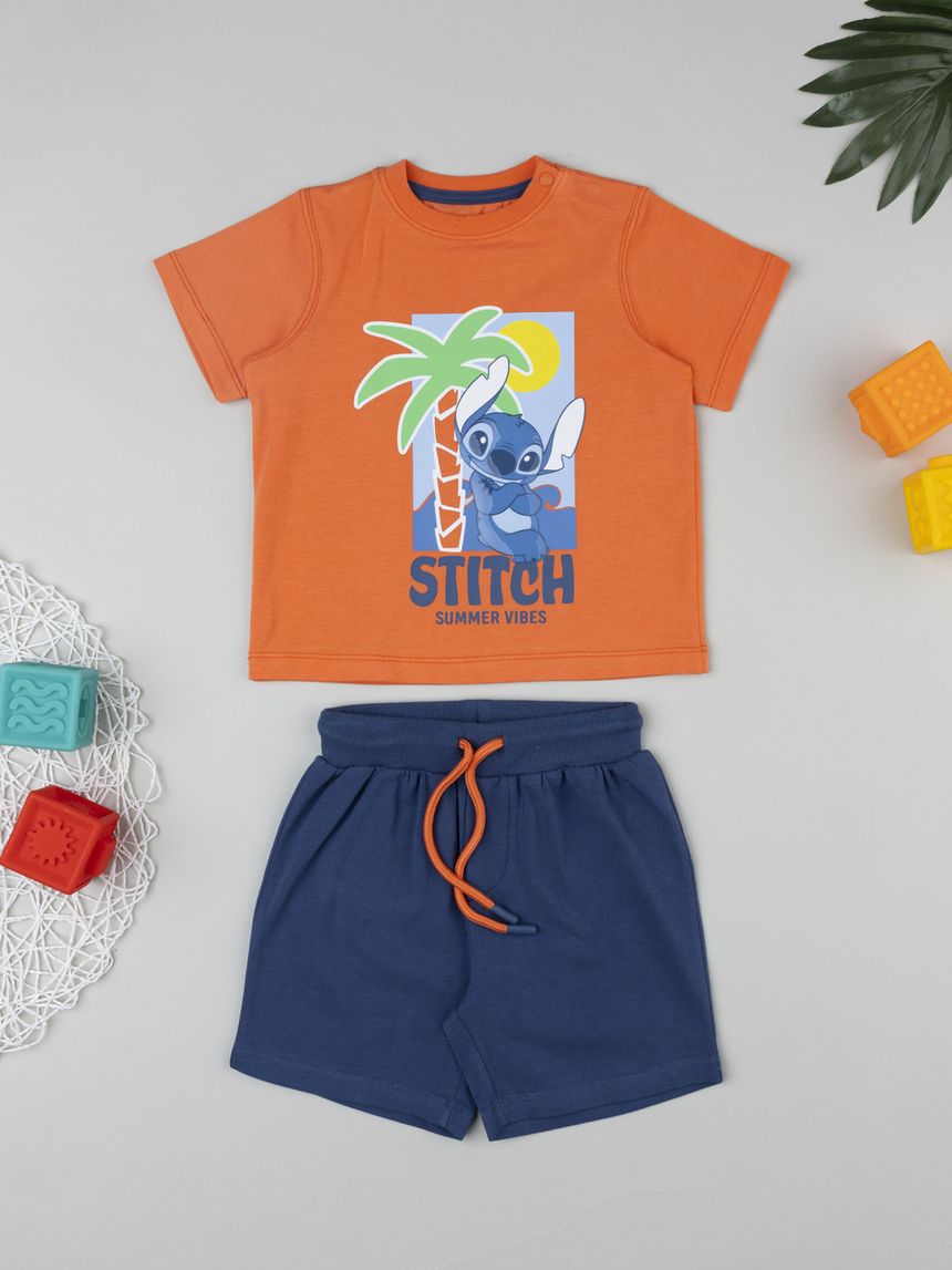 βρεφικό σετ t-shirt και σορτσάκι stitch για αγόρι - Prénatal