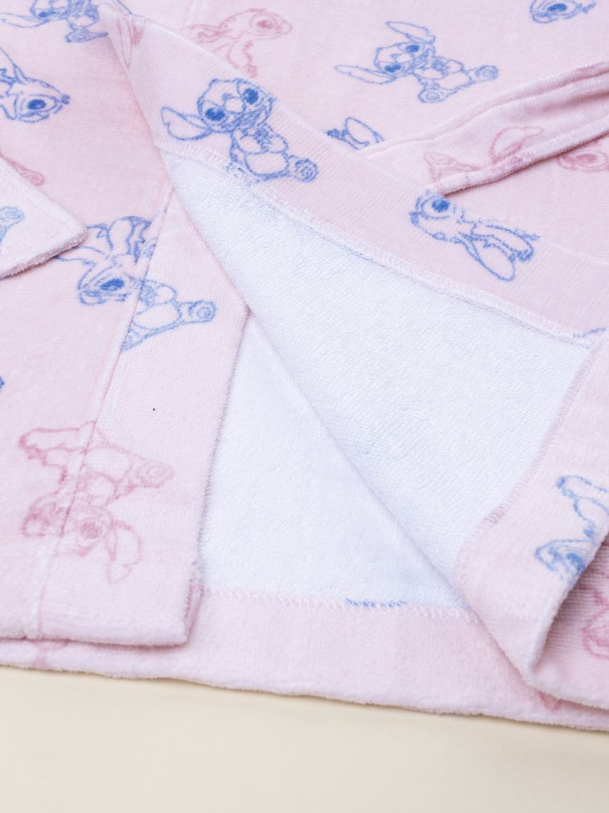 παιδικό μπουρνούζι σενίλ ροζ stitch για κορίτσι - Prénatal