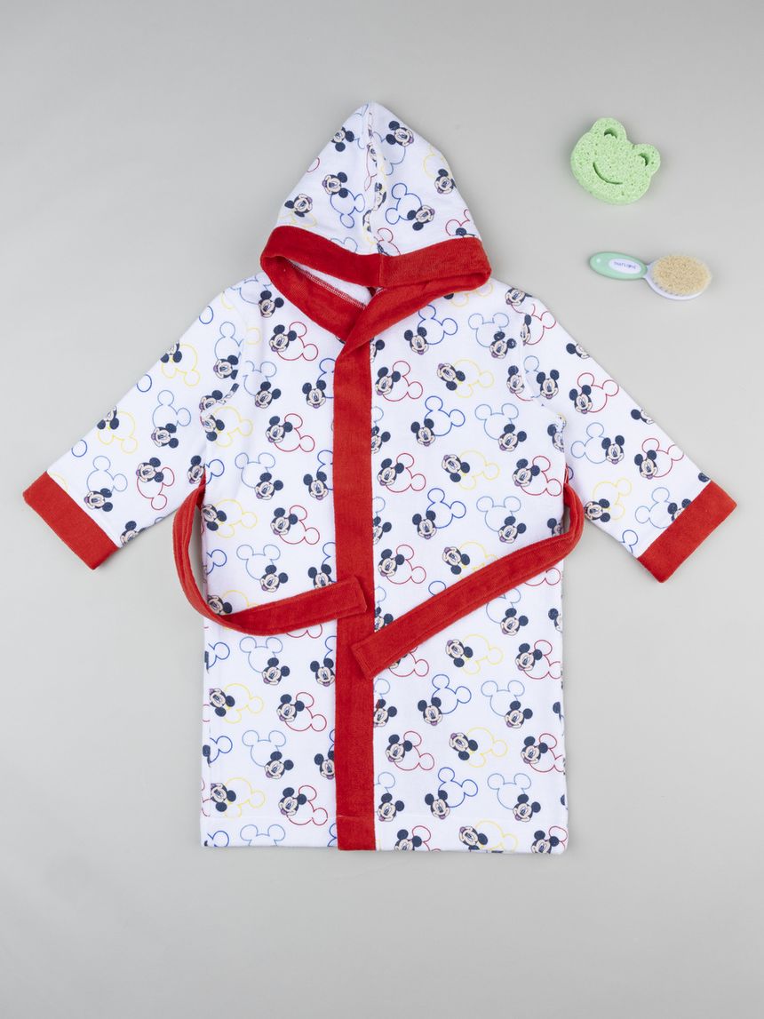 παιδικό μπουρνούζι σενίλ λευκό mickey για αγόρι - Prénatal
