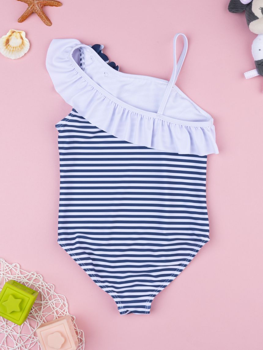 παιδικό ολόσωμο μαγιό ριγέ μπλε/λευκό για κορίτσι - Prénatal